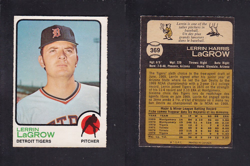 1973 O-PEE-CHEE BASEBALL CARD #369 L. LaGROW photo 1973 O-PEE-CHEE BASEBALL CARD #369 L. LaGROW photo