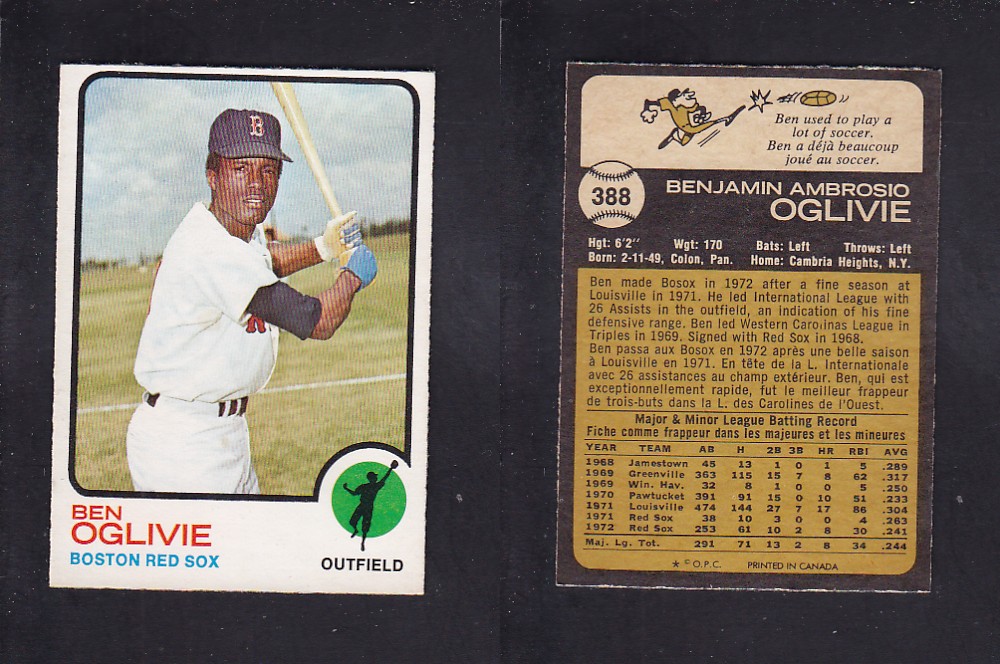 1973 O-PEE-CHEE BASEBALL CARD #388 B. OGLIVIE photo 1973 O-PEE-CHEE BASEBALL CARD #388 B. OGLIVIE photo