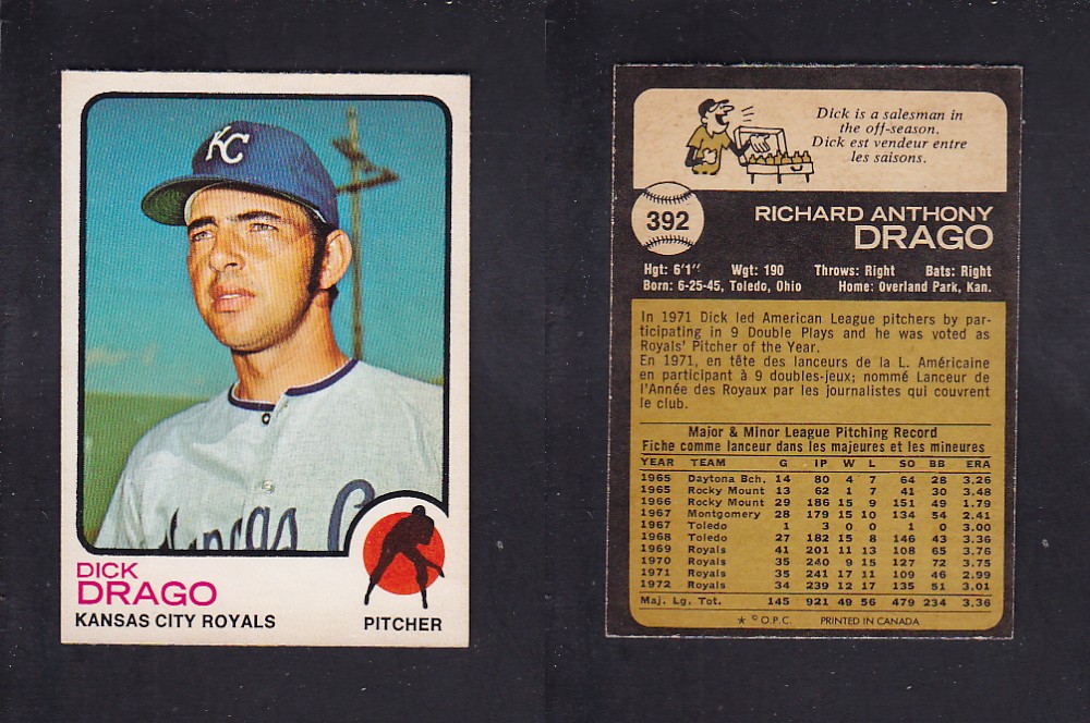 1973 O-PEE-CHEE BASEBALL CARD #392 D. DRAGO photo 1973 O-PEE-CHEE BASEBALL CARD #392 D. DRAGO photo