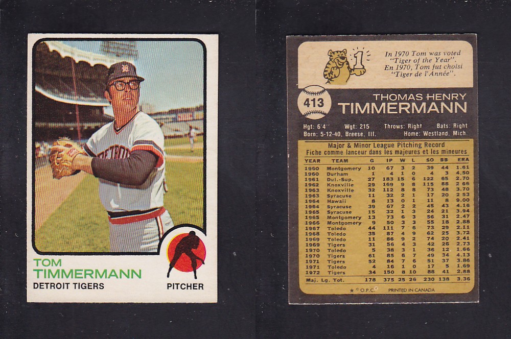1973 O-PEE-CHEE BASEBALL CARD #413 T. TIMMERMANN photo 1973 O-PEE-CHEE BASEBALL CARD #413 T. TIMMERMANN photo