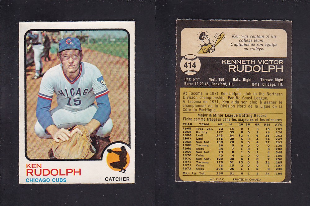 1973 O-PEE-CHEE BASEBALL CARD #414 K. RUDOLPH photo 1973 O-PEE-CHEE BASEBALL CARD #414 K. RUDOLPH photo
