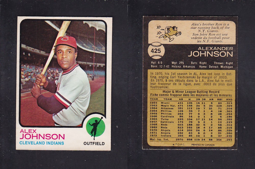 1973 O-PEE-CHEE BASEBALL CARD #425 A. JOHNSON photo 1973 O-PEE-CHEE BASEBALL CARD #425 A. JOHNSON photo