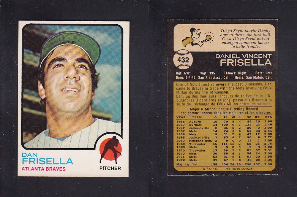 1973 O-PEE-CHEE BASEBALL CARD #432 D. FRISELLA photo 1973 O-PEE-CHEE BASEBALL CARD #432 D. FRISELLA photo