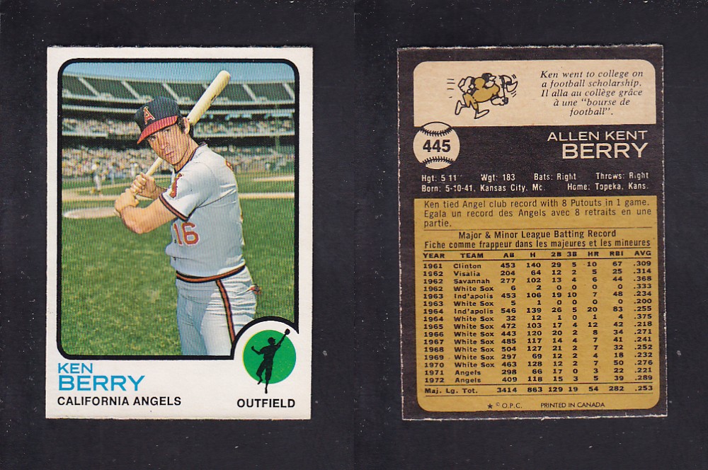 1973 O-PEE-CHEE BASEBALL CARD #445 K. BERRY photo 1973 O-PEE-CHEE BASEBALL CARD #445 K. BERRY photo