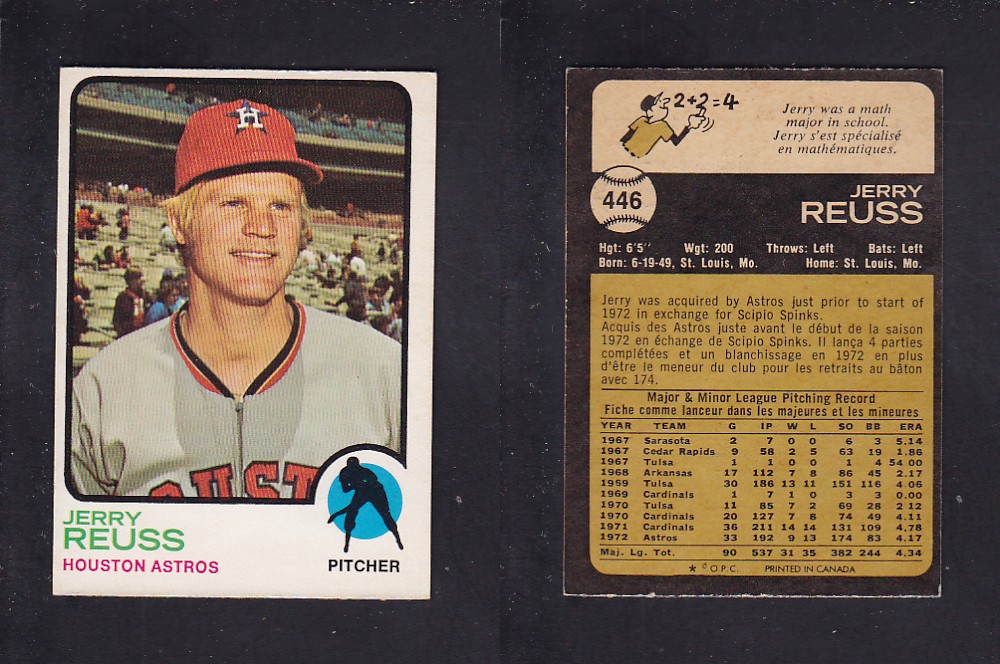 1973 O-PEE-CHEE BASEBALL CARD #446 J. REUSS photo 1973 O-PEE-CHEE BASEBALL CARD #446 J. REUSS photo