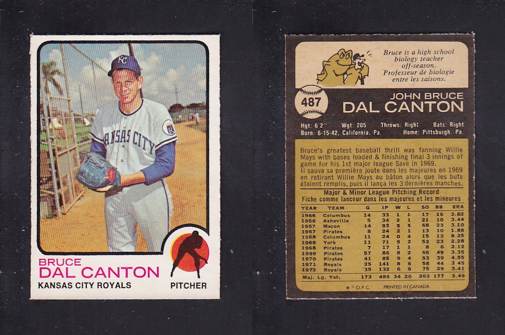 1973 O-PEE-CHEE BASEBALL CARD #487 B. DAL CANTON photo 1973 O-PEE-CHEE BASEBALL CARD #487 B. DAL CANTON photo