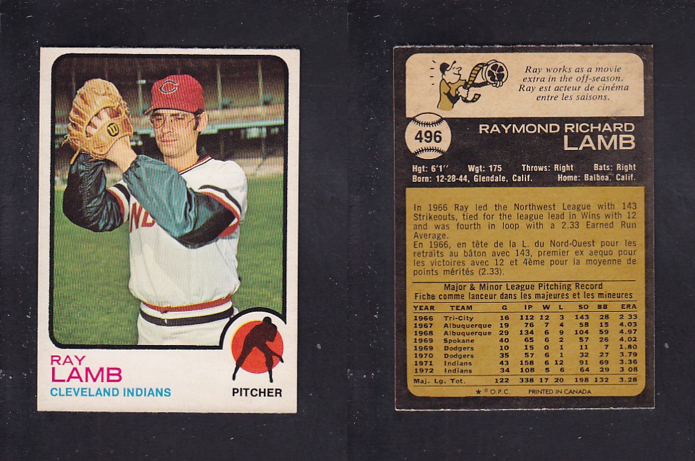 1973 O-PEE-CHEE BASEBALL CARD #496 R. LAMB photo 1973 O-PEE-CHEE BASEBALL CARD #496 R. LAMB photo