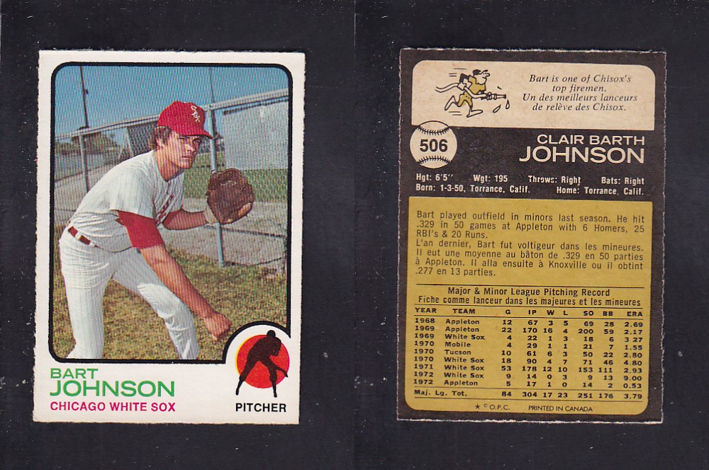 1973 O-PEE-CHEE BASEBALL CARD #506 B. JOHNSON photo 1973 O-PEE-CHEE BASEBALL CARD #506 B. JOHNSON photo