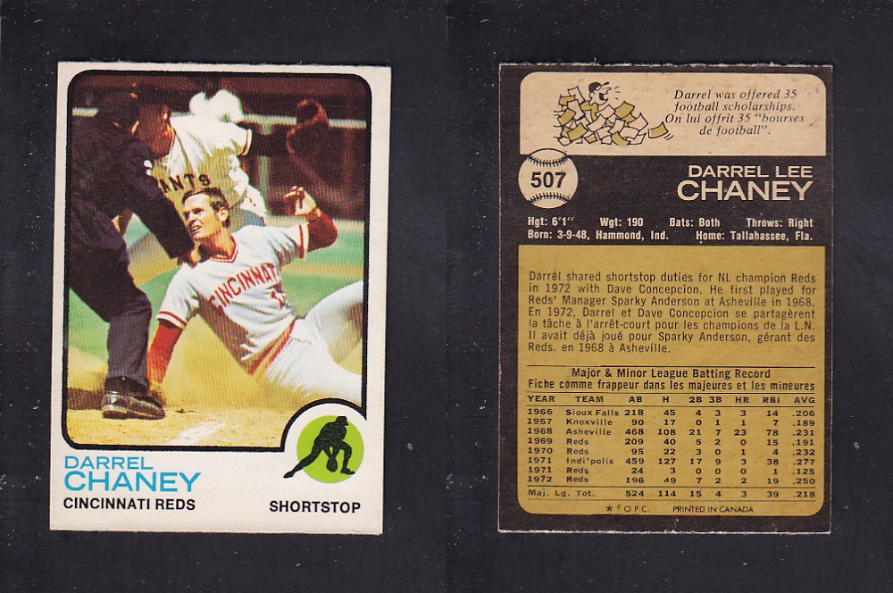 1973 O-PEE-CHEE BASEBALL CARD #507 D. CHANEY photo 1973 O-PEE-CHEE BASEBALL CARD #507 D. CHANEY photo