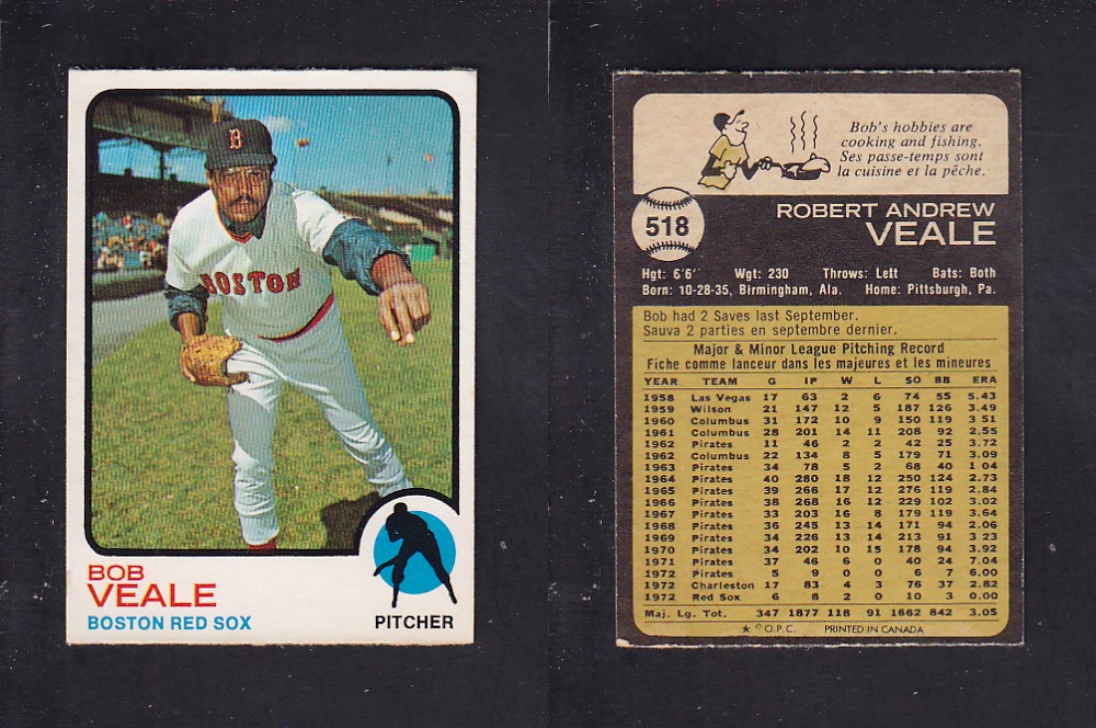 1973 O-PEE-CHEE BASEBALL CARD #518 B. VEALE photo 1973 O-PEE-CHEE BASEBALL CARD #518 B. VEALE photo