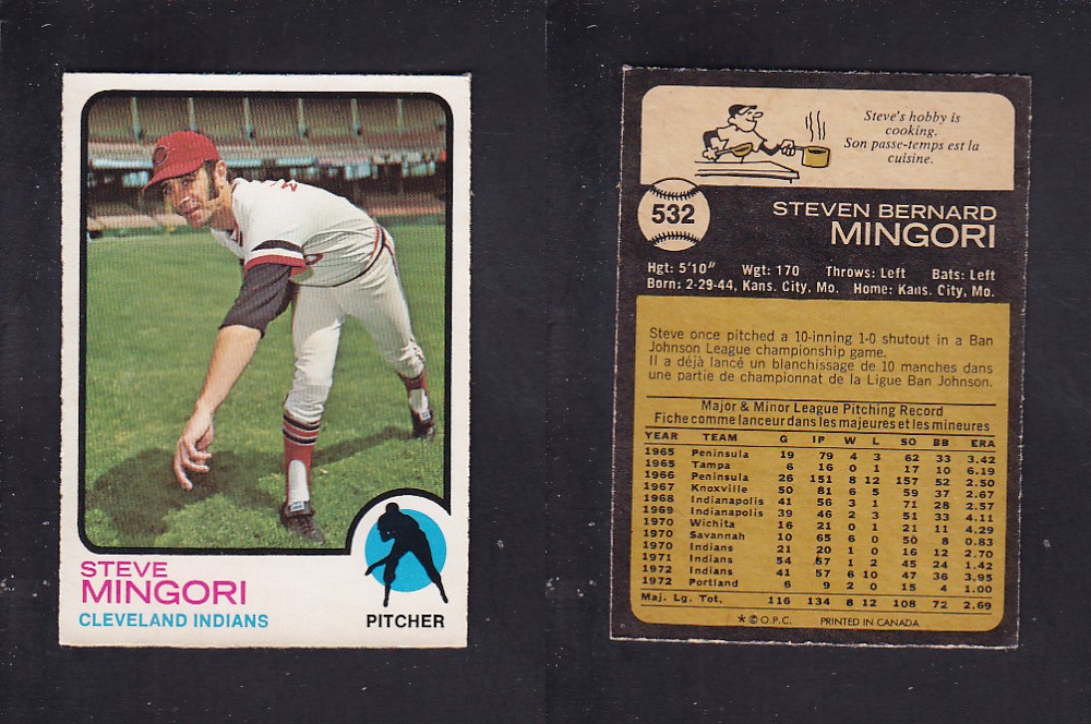 1973 O-PEE-CHEE BASEBALL CARD #532 S. MINGORI photo 1973 O-PEE-CHEE BASEBALL CARD #532 S. MINGORI photo