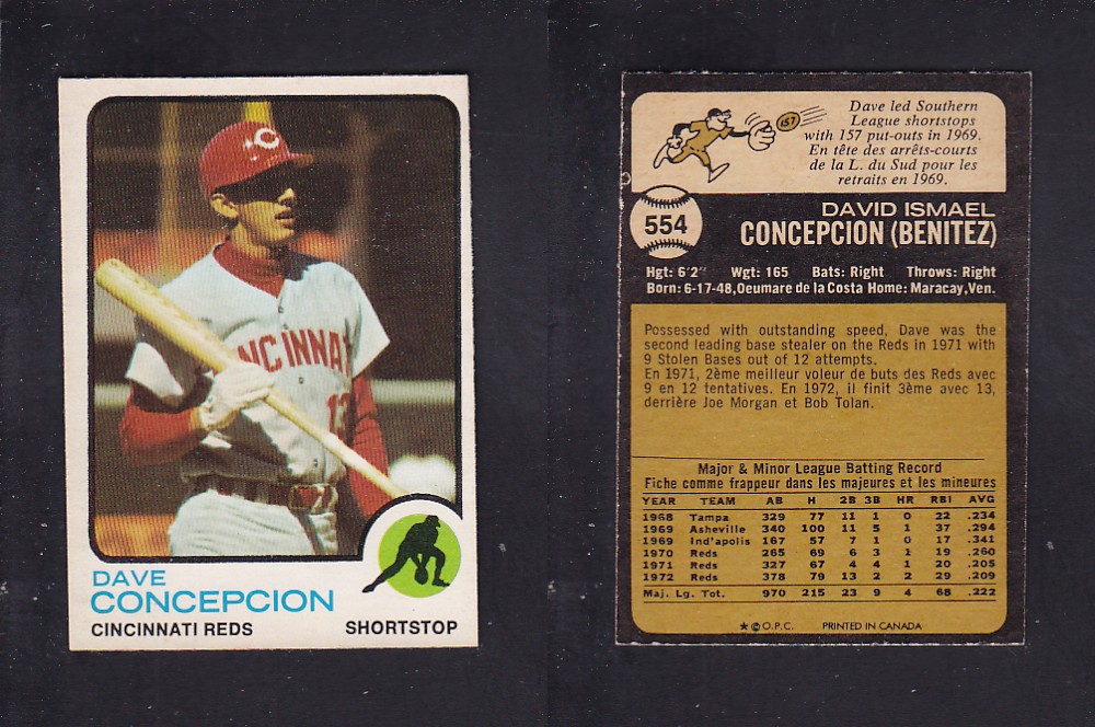 1973 O-PEE-CHEE BASEBALL CARD #554 D. CONCEPCION photo 1973 O-PEE-CHEE BASEBALL CARD #554 D. CONCEPCION photo