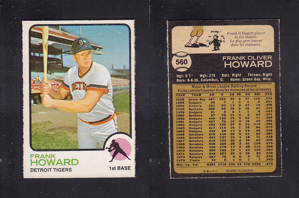 1973 O-PEE-CHEE BASEBALL CARD #560 F. HOWARD photo 1973 O-PEE-CHEE BASEBALL CARD #560 F. HOWARD photo