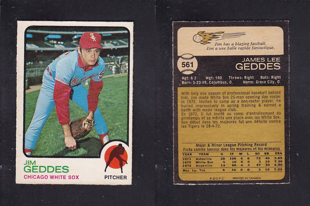 1973 O-PEE-CHEE BASEBALL CARD #561 J. GEDDES photo 1973 O-PEE-CHEE BASEBALL CARD #561 J. GEDDES photo