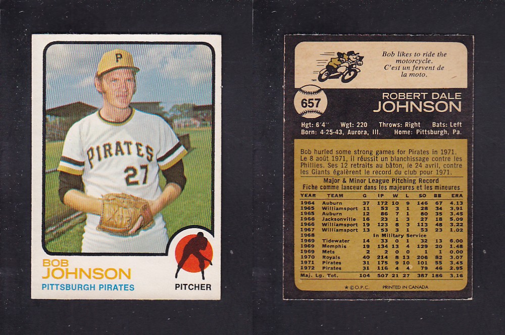 1973 O-PEE-CHEE BASEBALL CARD #657 B. JOHNSON photo 1973 O-PEE-CHEE BASEBALL CARD #657 B. JOHNSON photo
