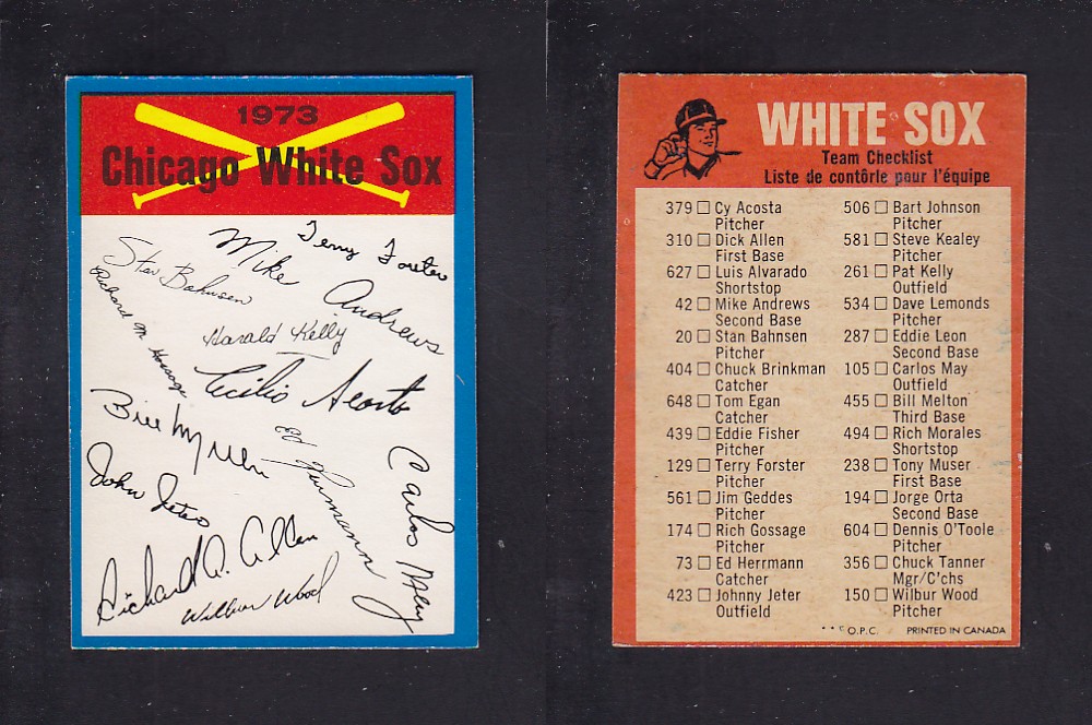 1973 O-PEE-CHEE BASEBALL CARD TEAM CHECKLISTS CHICAGO WHITE SOX photo 1973 O-PEE-CHEE BASEBALL CARD TEAM CHECKLISTS CHICAGO WHITE SOX photo