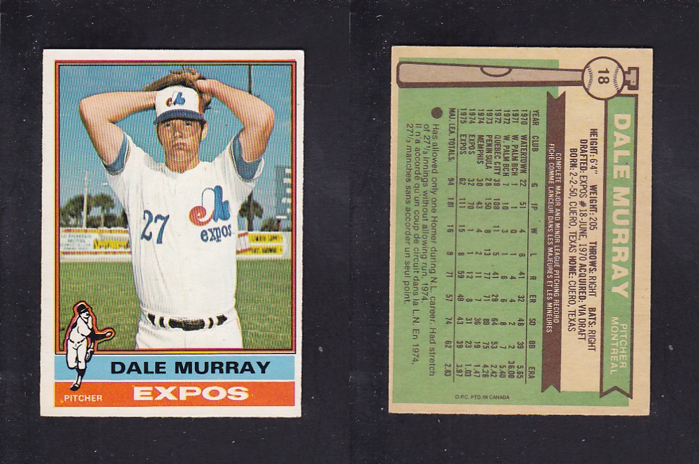 1976 O-PEE-CHEE BASEBALL CARD #18 D. MURRAY photo 1976 O-PEE-CHEE BASEBALL CARD #18 D. MURRAY photo
