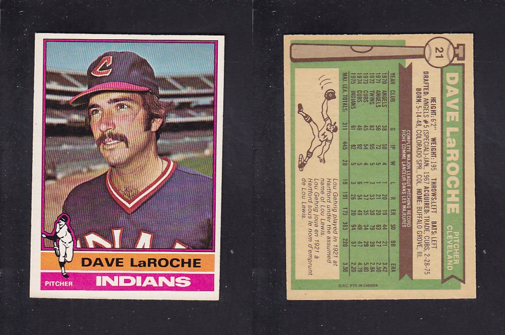 1976 O-PEE-CHEE BASEBALL CARD #21 D. LaROCHE photo 1976 O-PEE-CHEE BASEBALL CARD #21 D. LaROCHE photo