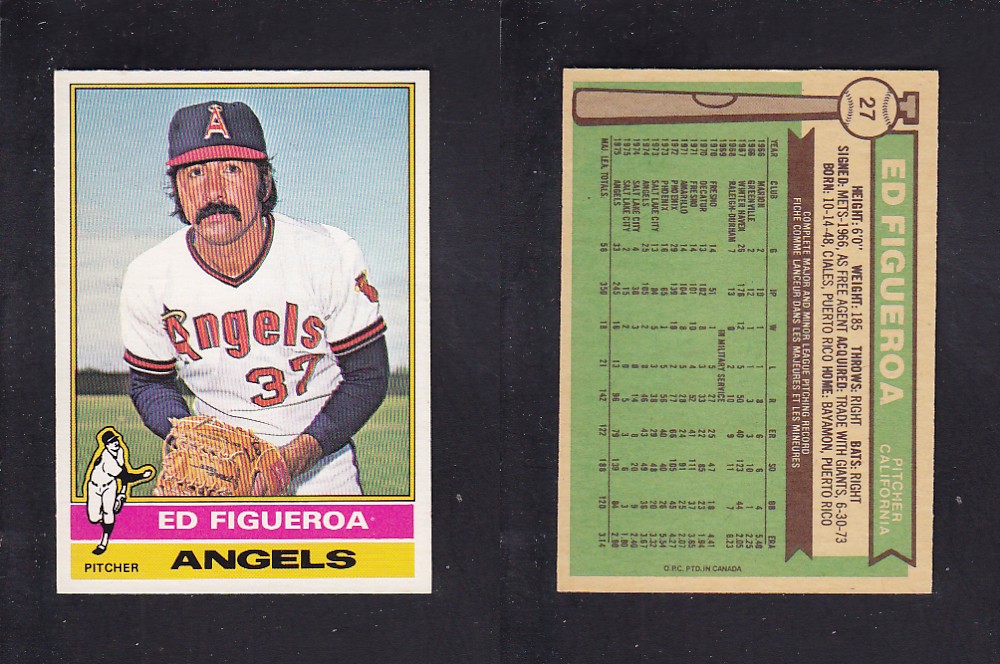 1976 O-PEE-CHEE BASEBALL CARD #27 E. FIGUEROA photo 1976 O-PEE-CHEE BASEBALL CARD #27 E. FIGUEROA photo
