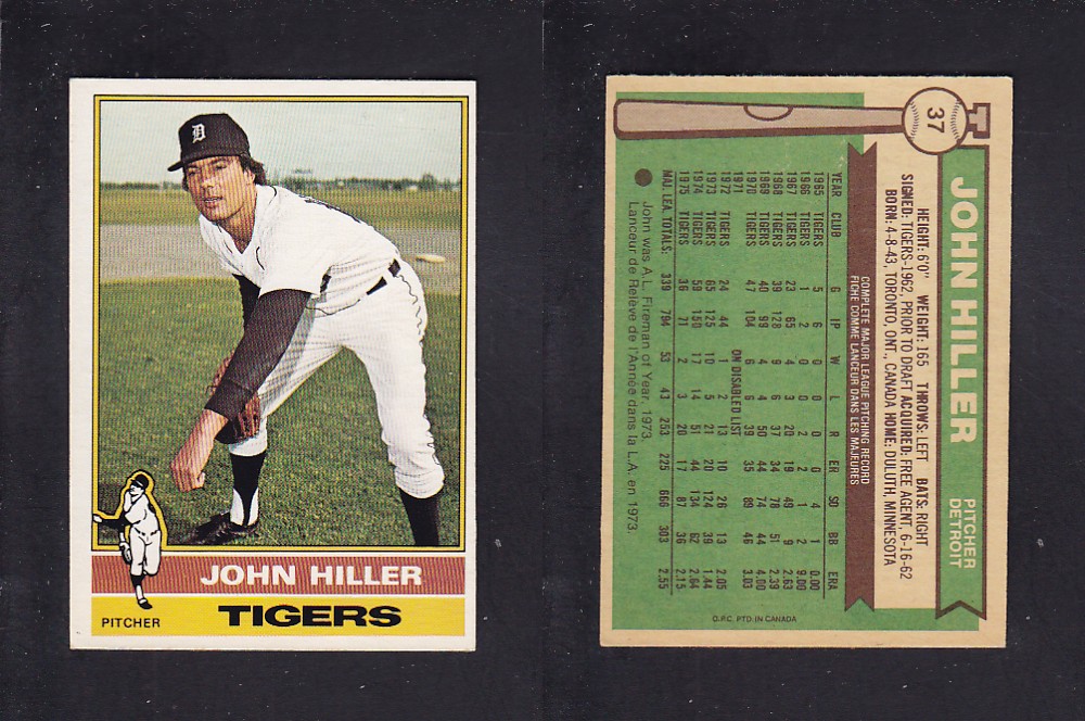 1976 O-PEE-CHEE BASEBALL CARD #37 J. HILLER photo