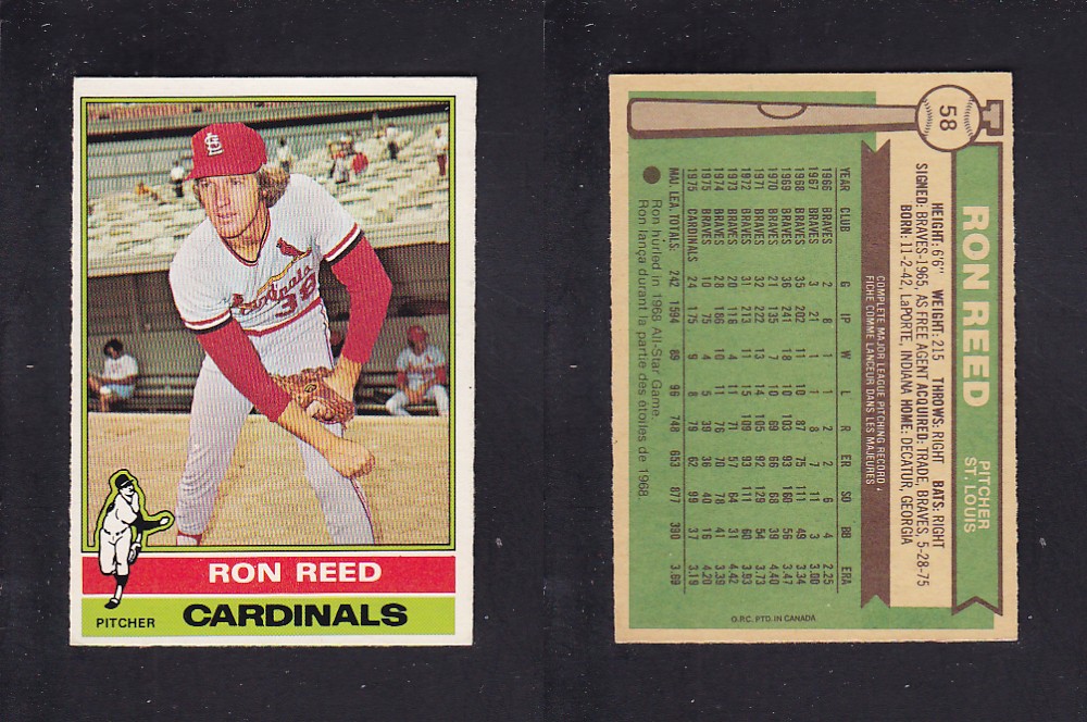 1976 O-PEE-CHEE BASEBALL CARD #58 R. REED photo 1976 O-PEE-CHEE BASEBALL CARD #58 R. REED photo