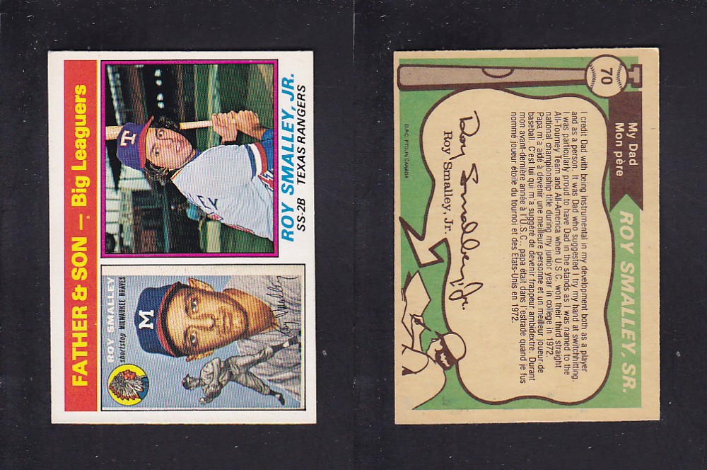 1976 O-PEE-CHEE BASEBALL CARD #70 FATHER&SON SMALLEY photo