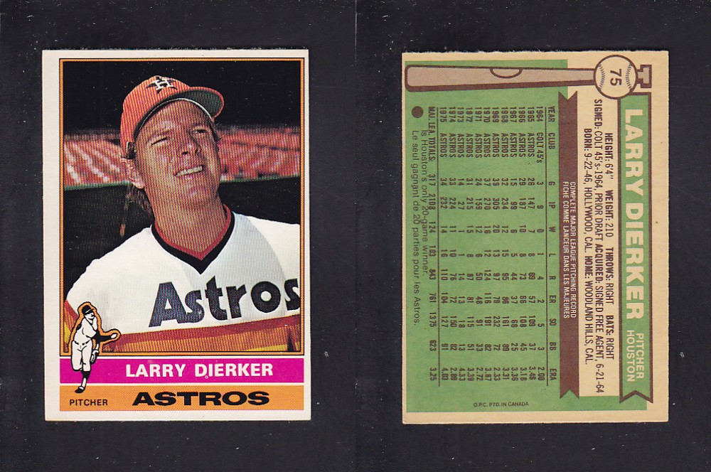 1976 O-PEE-CHEE BASEBALL CARD #75 L. DIERKER photo