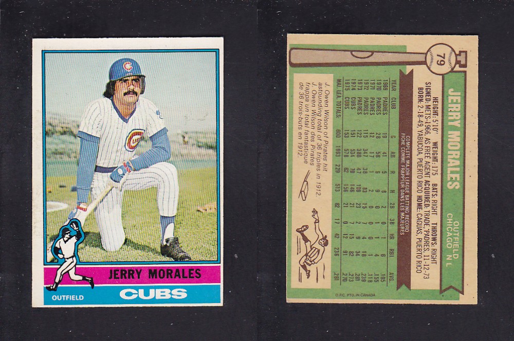 1976 O-PEE-CHEE BASEBALL CARD #79 J. MORALES photo