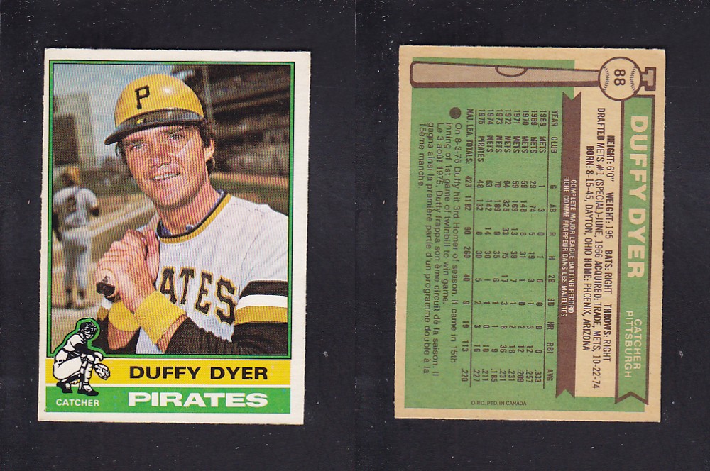 1976 O-PEE-CHEE BASEBALL CARD #88 D. DYER photo