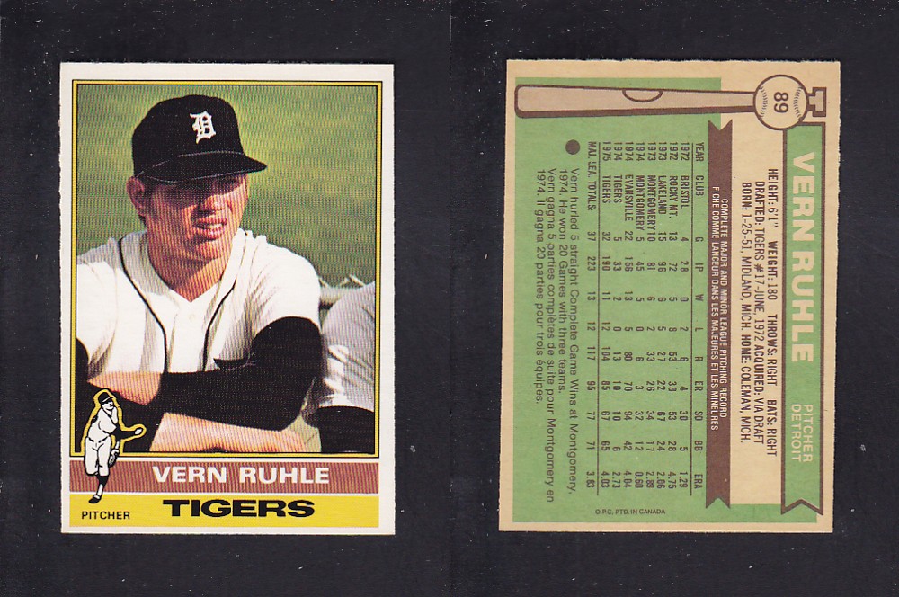 1976 O-PEE-CHEE BASEBALL CARD #89 V. RUHLE photo