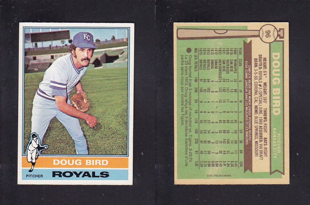 1976 O-PEE-CHEE BASEBALL CARD #96 D. BIRD photo 1976 O-PEE-CHEE BASEBALL CARD #96 D. BIRD photo