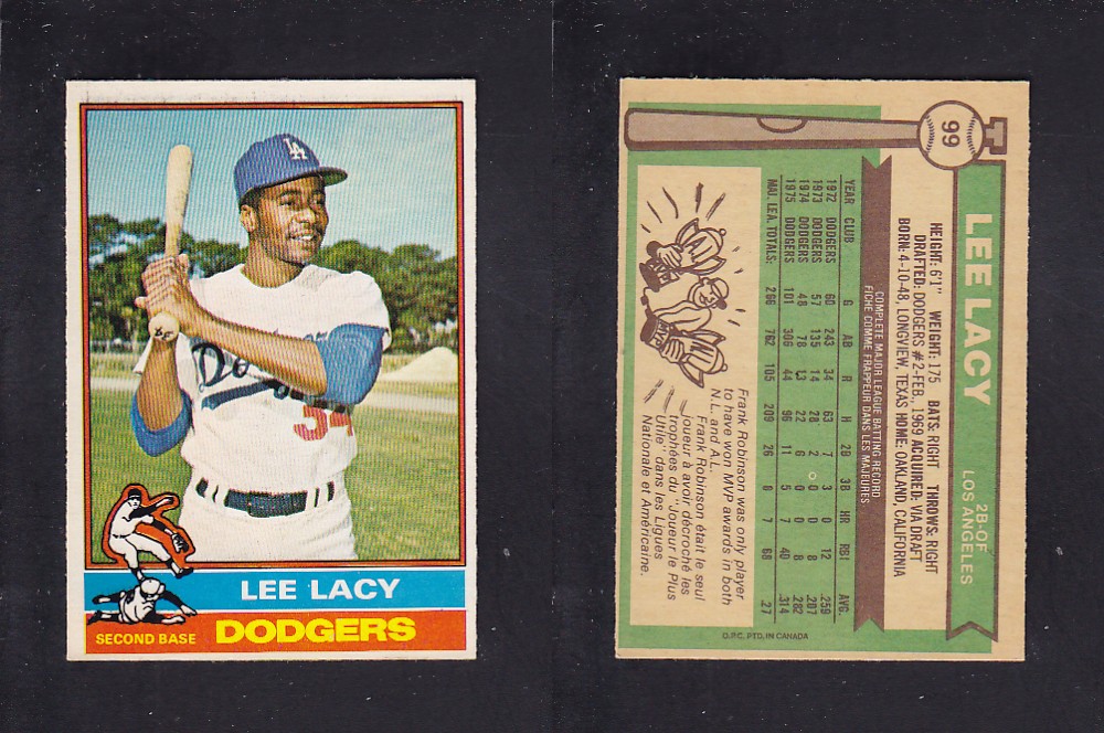 1976 O-PEE-CHEE BASEBALL CARD #99 L. LACY photo