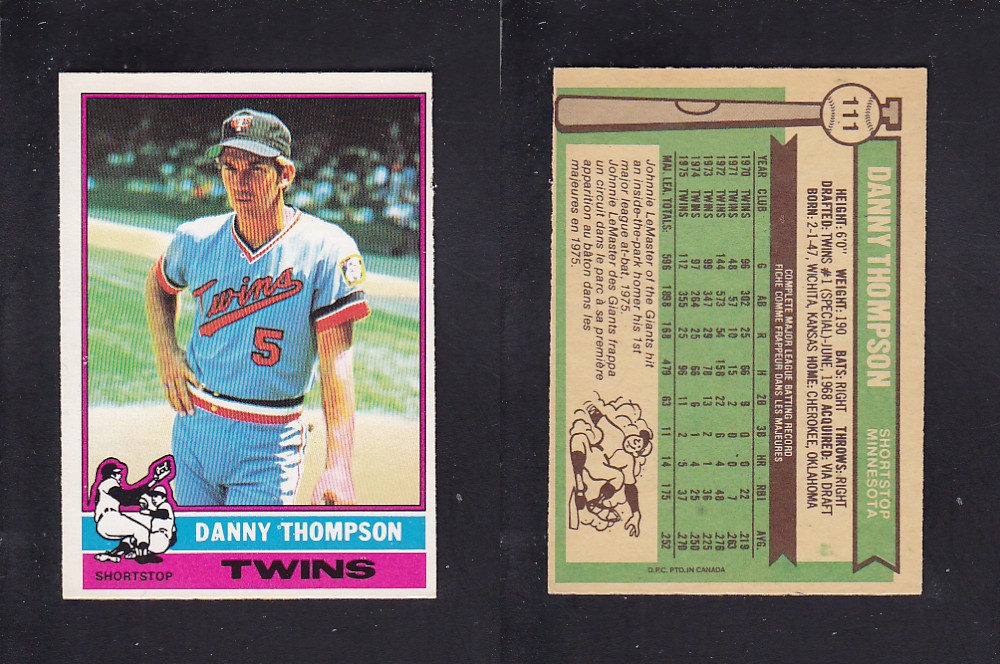 1976 O-PEE-CHEE BASEBALL CARD #111 D. THOMPSON photo 1976 O-PEE-CHEE BASEBALL CARD #111 D. THOMPSON photo