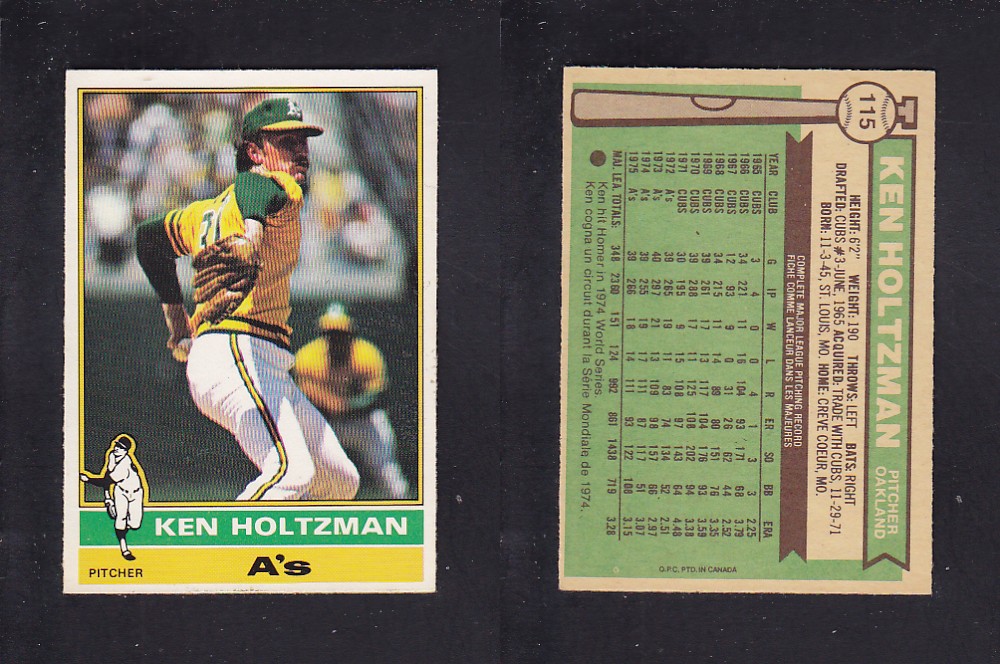 1976 O-PEE-CHEE BASEBALL CARD #115 K. HOLTZMAN photo 1976 O-PEE-CHEE BASEBALL CARD #115 K. HOLTZMAN photo