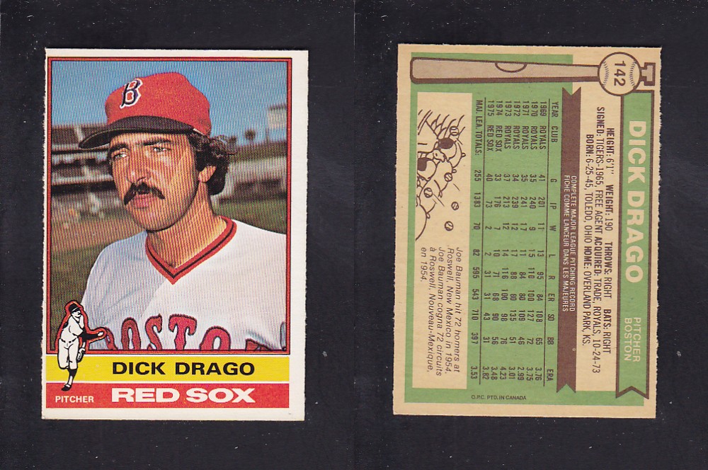 1976 O-PEE-CHEE BASEBALL CARD #142 D. DRAGO photo 1976 O-PEE-CHEE BASEBALL CARD #142 D. DRAGO photo