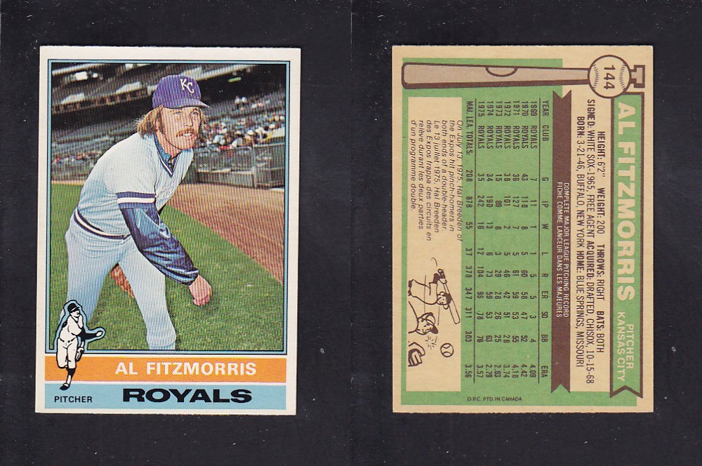 1976 O-PEE-CHEE BASEBALL CARD #144 A. FITZMORRIS photo 1976 O-PEE-CHEE BASEBALL CARD #144 A. FITZMORRIS photo