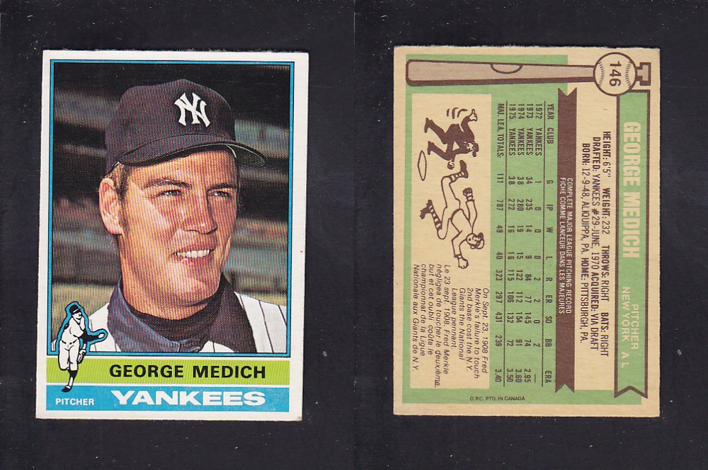 1976 O-PEE-CHEE BASEBALL CARD #146 G. MEDICH photo 1976 O-PEE-CHEE BASEBALL CARD #146 G. MEDICH photo