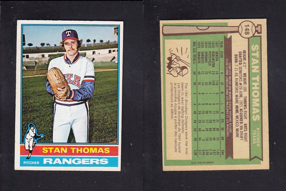 1976 O-PEE-CHEE BASEBALL CARD #148 S. THOMAS photo 1976 O-PEE-CHEE BASEBALL CARD #148 S. THOMAS photo