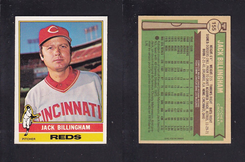 1976 O-PEE-CHEE BASEBALL CARD #155 J. BILLINGHAM photo 1976 O-PEE-CHEE BASEBALL CARD #155 J. BILLINGHAM photo