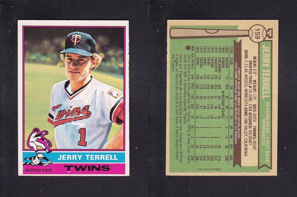 1976 O-PEE-CHEE BASEBALL CARD #159 J. TERRELL photo 1976 O-PEE-CHEE BASEBALL CARD #159 J. TERRELL photo