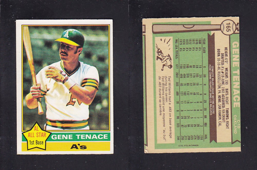 1976 O-PEE-CHEE BASEBALL CARD #165 G. TENACE photo
