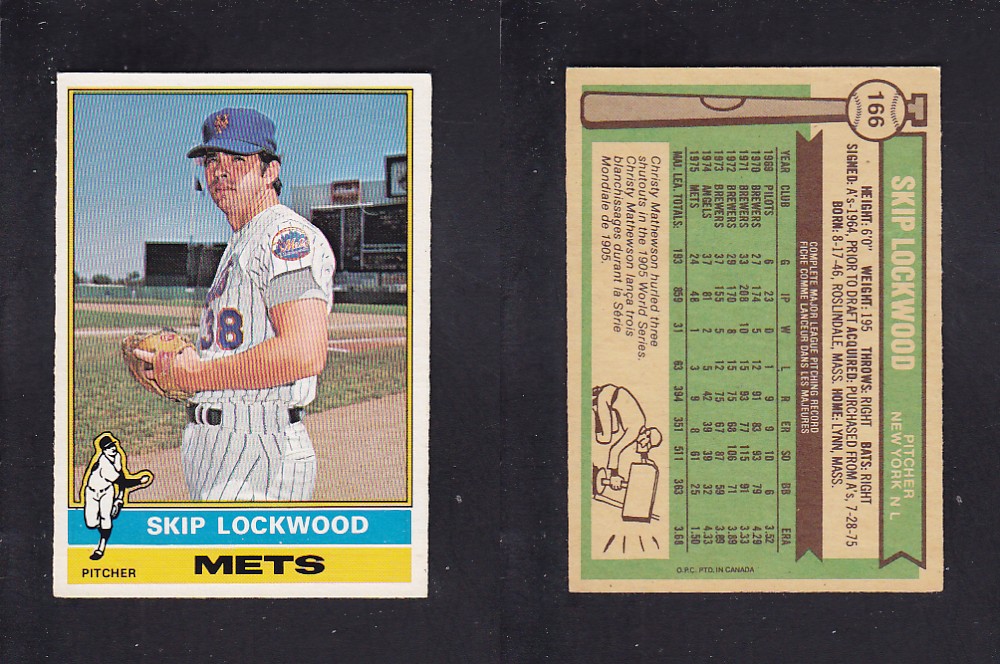 1976 O-PEE-CHEE BASEBALL CARD #166 S. LOCKWOOD photo