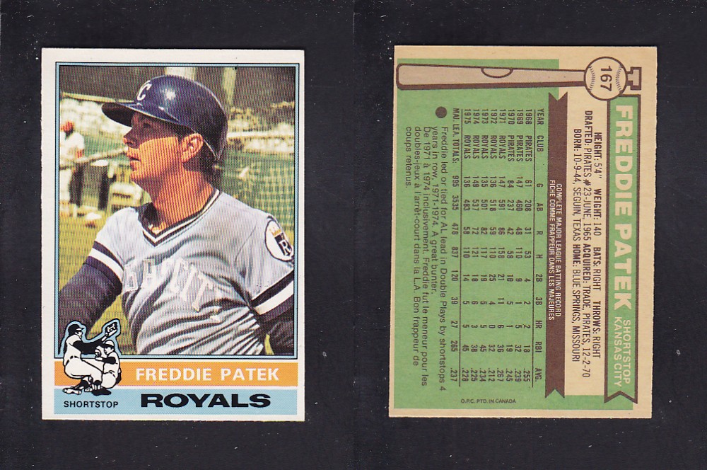 1976 O-PEE-CHEE BASEBALL CARD #167 F. PATEK photo 1976 O-PEE-CHEE BASEBALL CARD #167 F. PATEK photo