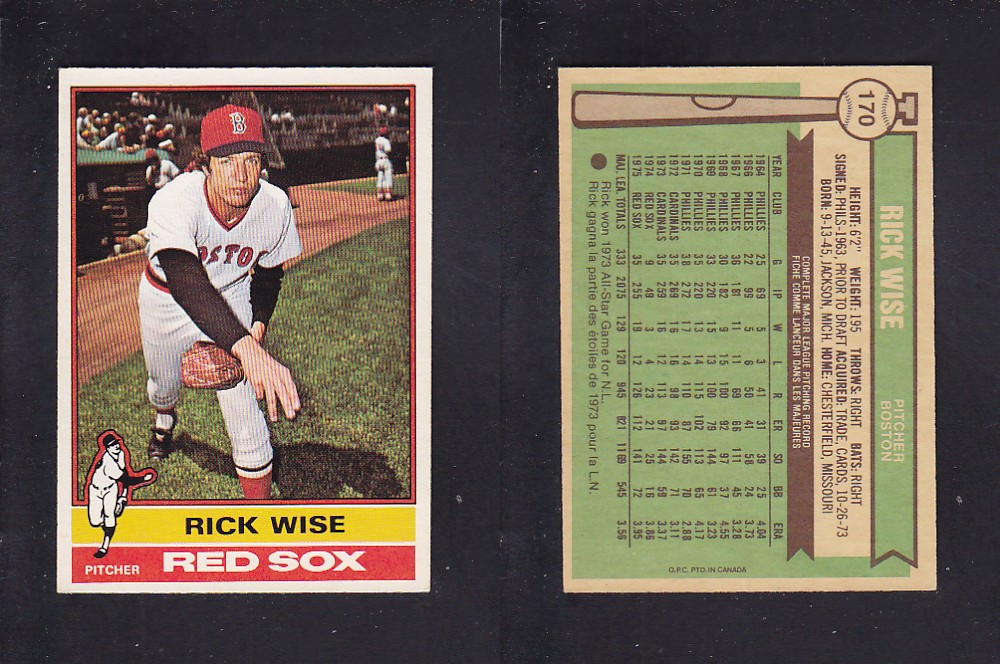 1976 O-PEE-CHEE BASEBALL CARD #170 R. WISE photo 1976 O-PEE-CHEE BASEBALL CARD #170 R. WISE photo
