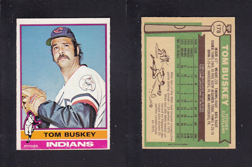 1976 O-PEE-CHEE BASEBALL CARD #178 T. BUSKEY photo 1976 O-PEE-CHEE BASEBALL CARD #178 T. BUSKEY photo