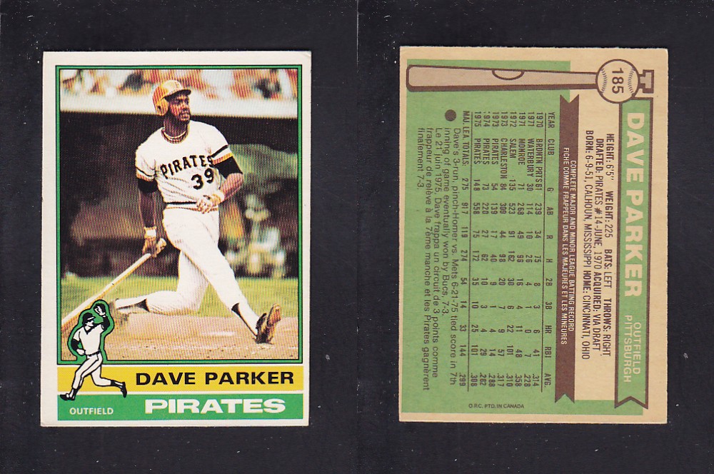 1976 O-PEE-CHEE BASEBALL CARD #185 D. PARKER photo 1976 O-PEE-CHEE BASEBALL CARD #185 D. PARKER photo