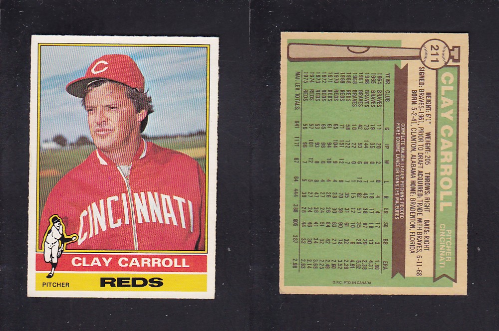 1976 O-PEE-CHEE BASEBALL CARD #211 C. CARROLL photo 1976 O-PEE-CHEE BASEBALL CARD #211 C. CARROLL photo
