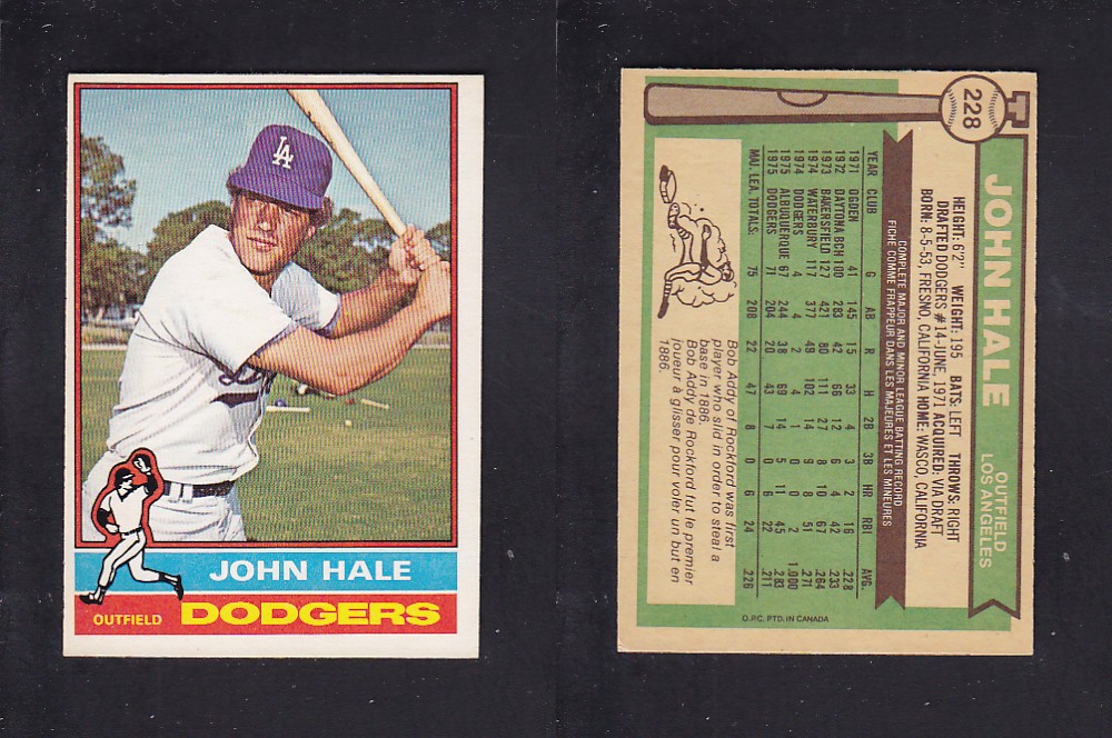 1976 O-PEE-CHEE BASEBALL CARD #228 J. HALE photo 1976 O-PEE-CHEE BASEBALL CARD #228 J. HALE photo