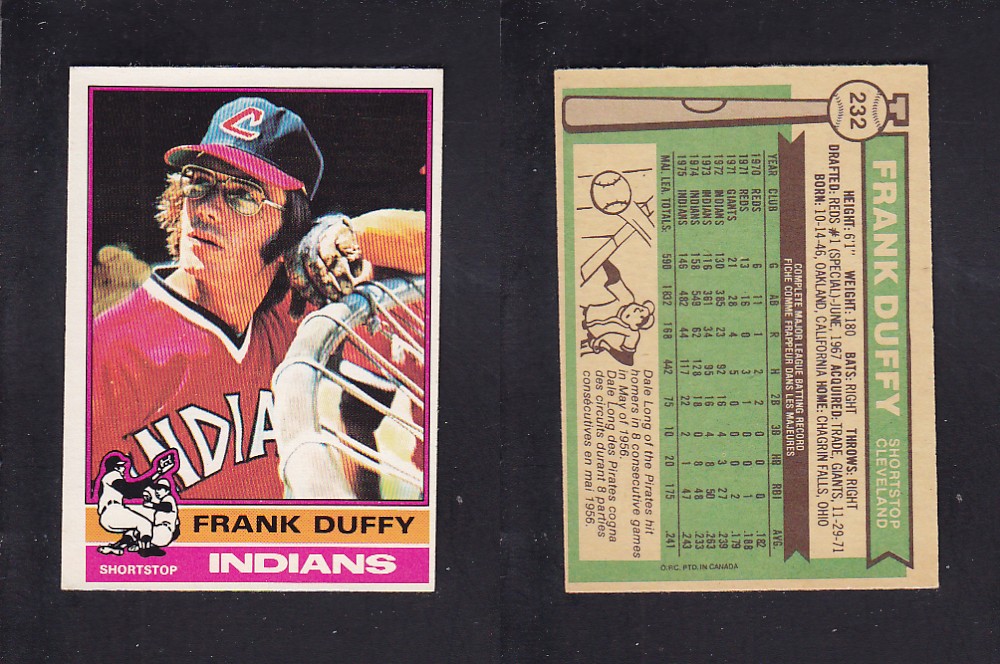 1976 O-PEE-CHEE BASEBALL CARD #232 F. DUFFY photo 1976 O-PEE-CHEE BASEBALL CARD #232 F. DUFFY photo