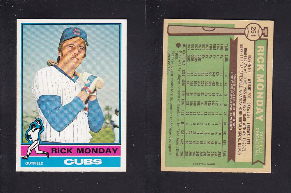 1976 O-PEE-CHEE BASEBALL CARD #251 R. MONDAY photo 1976 O-PEE-CHEE BASEBALL CARD #251 R. MONDAY photo